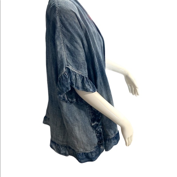 easel Tops Easel Denim Ruffled Kimono Size Small Poshmark